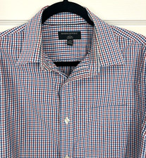 Banana Republic Men's 15.5 33X34 Non-Iron Button Down Shirt Check Red Blue