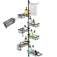 Shower Caddy Corner, 6 Tier Tension Pole Rod Bathroom Organizer Shelves, Adju...
