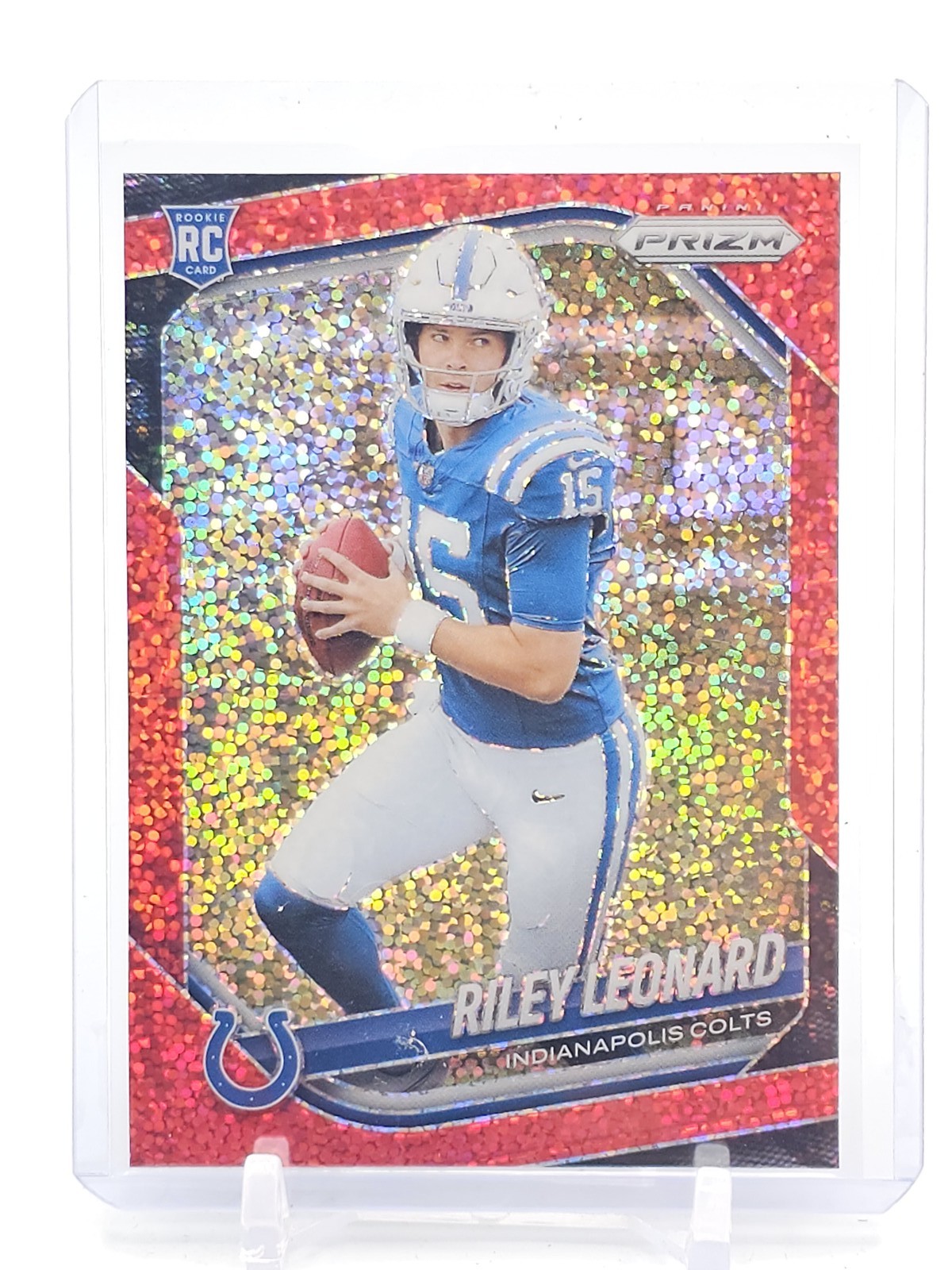 RILEY LEONARD 2025 PRIZM RED SPARKLE SSP ROOKIE #342 COLTS Q5939
