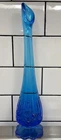 Vintage Fenton Ombré Blue Hobnail Swung Pedestal Bud Vase Floral Pattern 11”