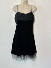 Vintage Black Velvet Dress Sz 10 Full Skirt Tulle Whimsigoth Fairy Witchy Event