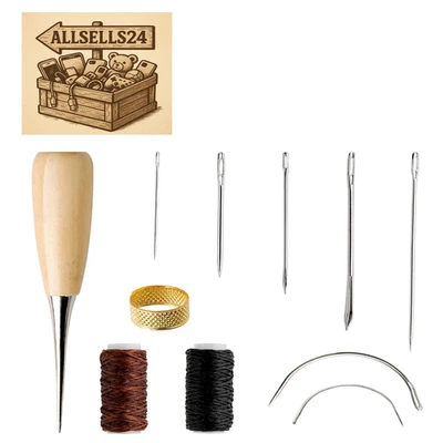 HXC 11 Stück Ledernadel Set, Leder Nähset Ledernadeln Hand Leder Werkzeug mit Bohr