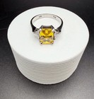 FAS 925 Sterling Silver Ring Yellow/Clear Cubic Zirconia Size 8 — photo 4