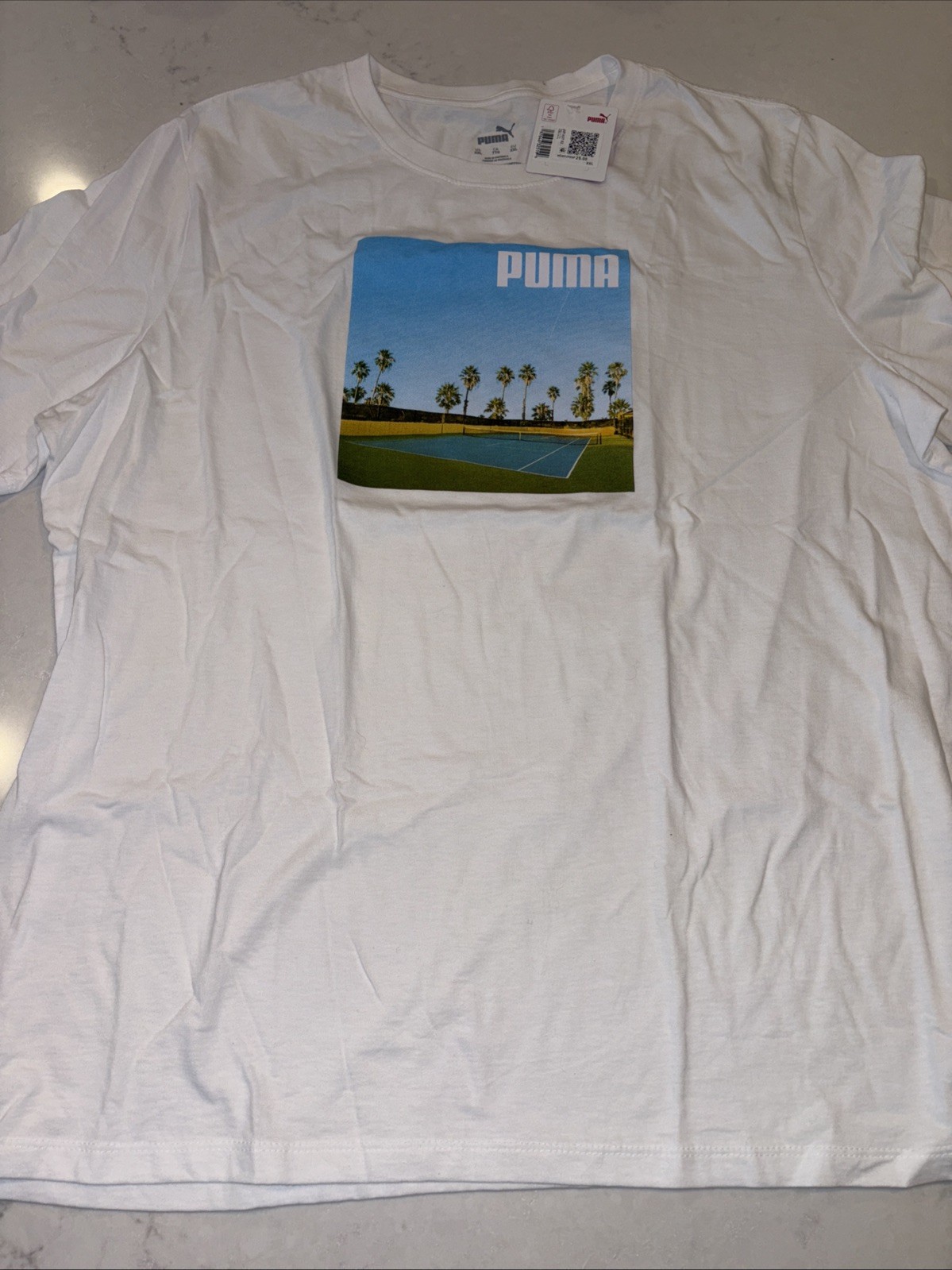 Puma Serve It Graphic Crew Neck Short Sleeve Tennis T-Shirt Men's White Tee XXL thumbnail 2