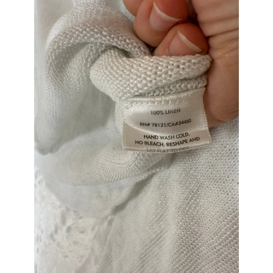 Suéter con Capucha Eileen Fisher Minimalista Blanco Transparente Premium 100% Lino XS Petite Foto 4 de 4