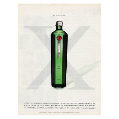 Tanqueray No. Ten Small Batch Gin X Vintage Magazine Print Ad 2000