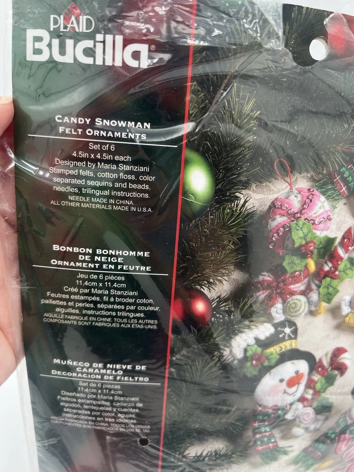 Kit Adornos Fieltro Bucilla 86308 "CANDY BASTON SNOWMAN" (6) Desde 2011 Navidad Foto 2 de 4