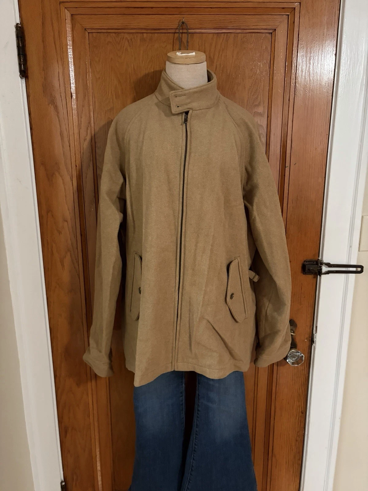 Vintage Polo Ralph Lauren Wool Harrington Jacket Mens Large Camel Tan Full Zip - product detail image 1