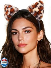 Latious Leopard Print Cat Ears Headband Costume Headwear Halloween Hair Acces