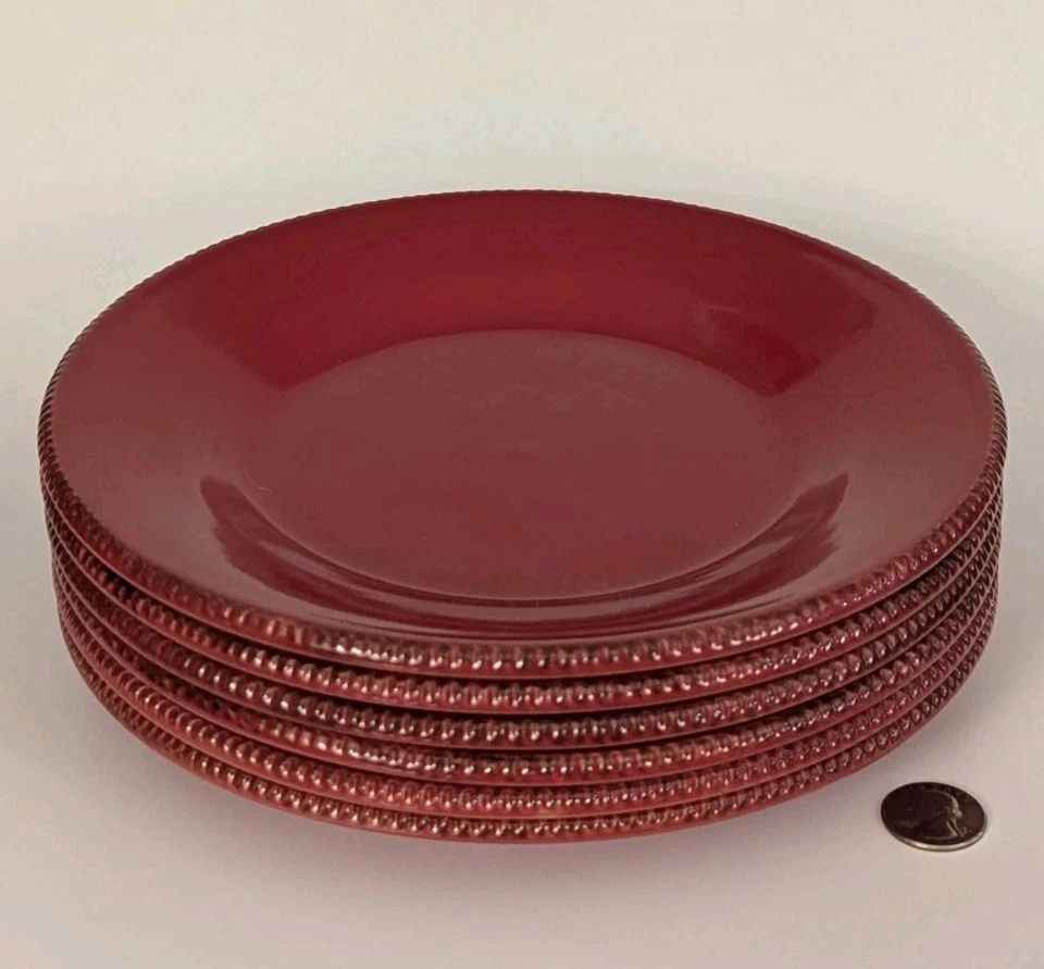 Набор из 6 НОВЫХ красных глазурованных тарелок для пирога Pottery Barn 9,25 дюйма сделано в Португалии - Изображение 3 из 4