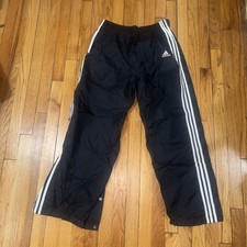 2001 y2k adidas Full Snap Lined Warm Up 3 Striped Track Pants Sz M