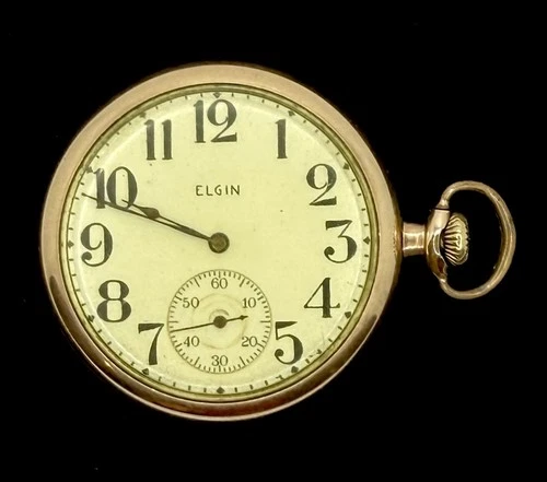 Antique Elgin Pocket Watch Hunter Case Runs Second Large Number