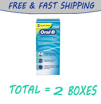 Oral-B Super Floss Pre-Cut Strands Dental Floss, Mint, 50 Count PACK OF 2