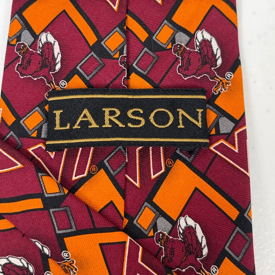 Corbata Virginia Tech Hokies Larson Silk College NCAA VT Logo Granate Naranja Foto 4 de 4