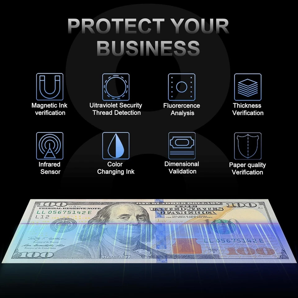 Maquina Para Contar Contadora De Billetes Con Deteccion De Billetes Falsos UV IR - Imagem 4 de 4