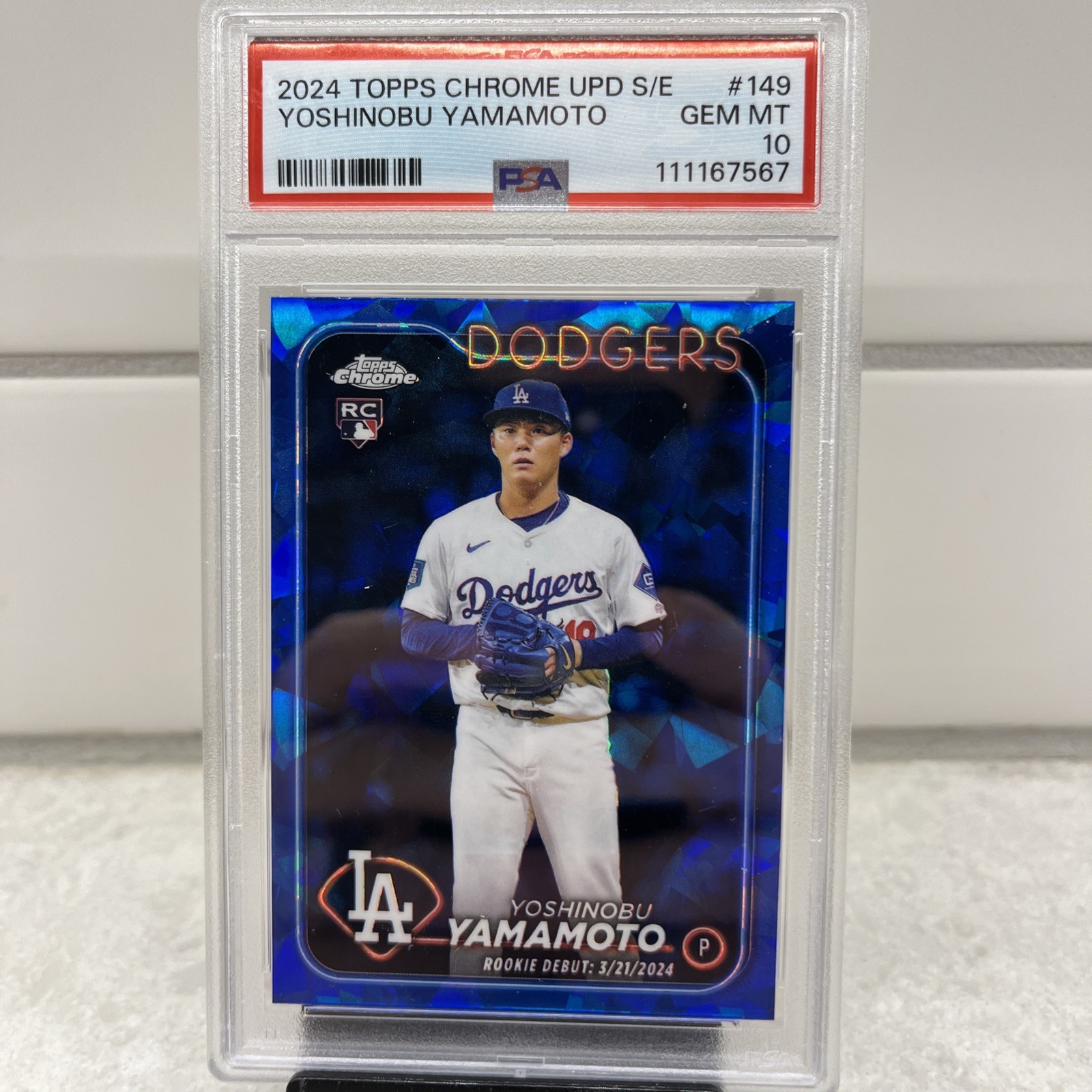 2024 TOPPS CHROME SAPPHIRE UPDATE SERIES #149 YOSHINOBU YAMAMOTO PSA 10 view 1