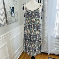 Finn & Grace Floral Patterned Spaghetti Strap Midi Dress Sz S