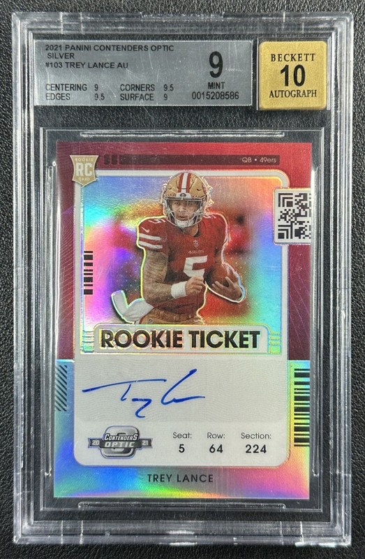 TREY LANCE BGS 9 2021 PANINI CONTENDERS OPTIC #103 SILVER ROOKIE TICKET AUTO RC