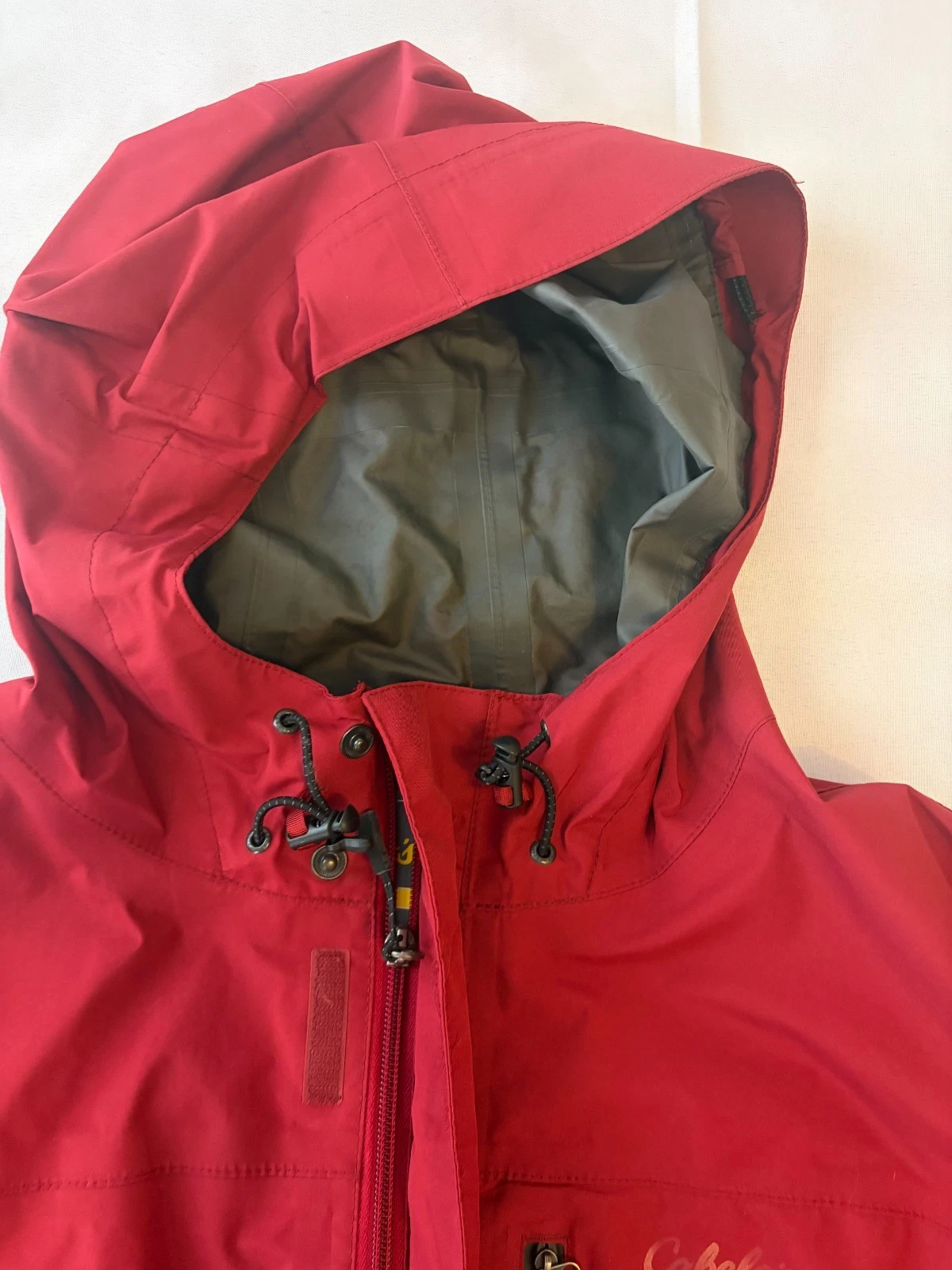 Cabelas Goretex Jacket Mens XL Red Rain Waterproof Parka Full Zip Hooded - product detail image 6