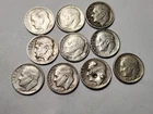 Lot of 10 Roosevelt  Dimes -  90% Silver - 1946 Through 1962.