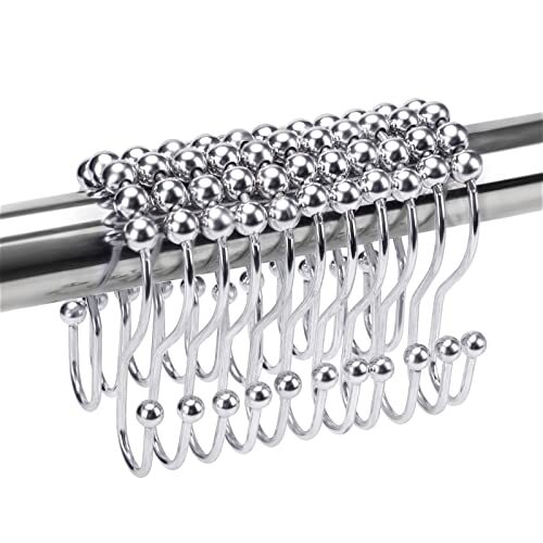 Misounda Double Shower Curtain Rings Set of 12 Stainless Steel with