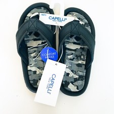 NEW Capelli Black Gray Camo Cushioned Flip Flops Boys Size 10/11 Comfort Sole