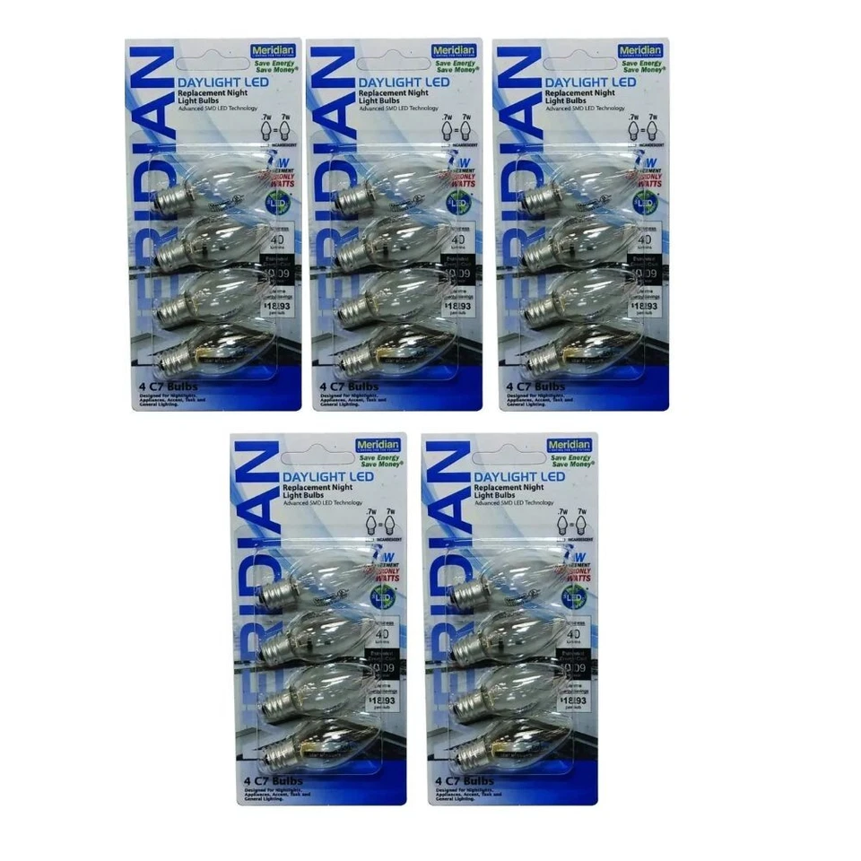 20x Meridian C7 Daylight LED Bulbs - 7W 40LM Daylight White Light Replacement UK - Image 2 of 4