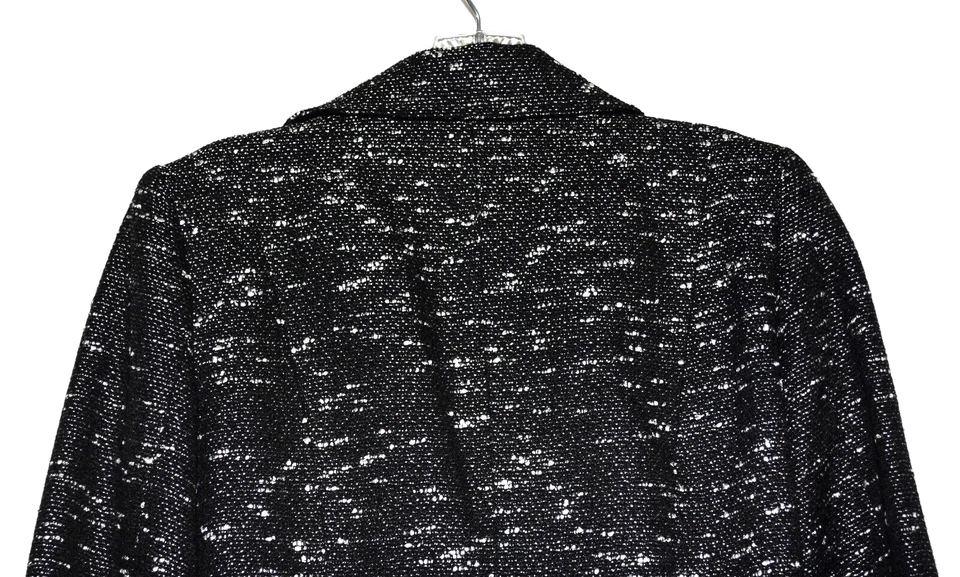 Chaqueta de moto BCBG Paris negra blanca con ribete de cuero sintético para mujer talla 4 nueva con etiquetas Foto 4 de 4