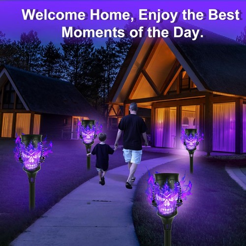 4 PACK Flickering Solar Lights Flame Torch Outdoor Landscape Garden Yard Lights - Picture 5 of 11