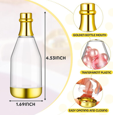 10 Pcs Mini Bottle Party Favors Bottles and Wedding Candy  GOLD CLEAR