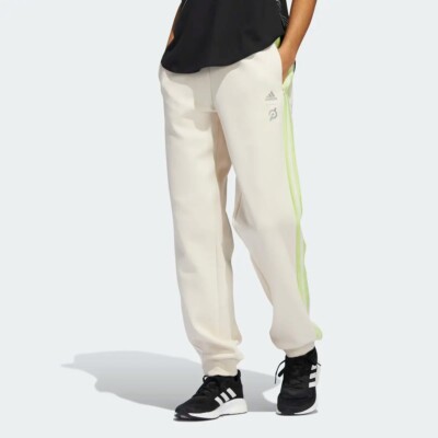 NWOT adidas Capable of Greatness Joggers Womens Medium HG1534 Wonder  White/Lime