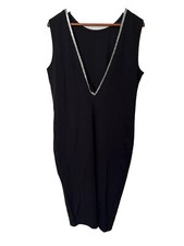 Little Black Dress Plunge Back With Rhinestone Trim, High Neck NWT XXL
