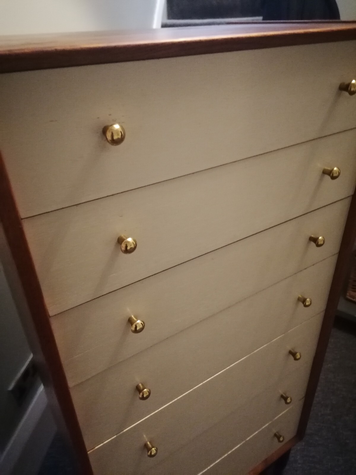 Mid Century China White G Plan Chest Of Drawers Tallboy eBay