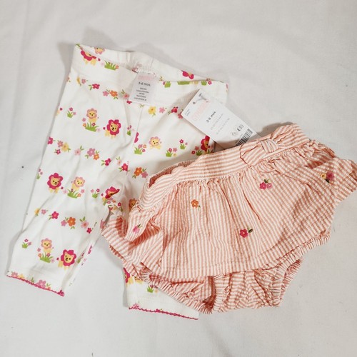 NWT Gymboree Orange Lily 3-6 Months Baby Girl Seersucker Summer Skirt + Pants