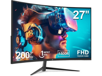Z-EDGE UG27 1080P FHD 200Hz 1ms Curved Gaming Monitor, FreeSync, HDMI, DP, VESA