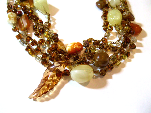 18" Brown Multi-Strand Knitted Necklace - Picture 2 of 7