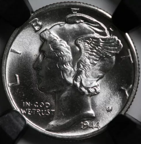 1944 D 10c Mercury Dime - NGC MS 67 FB Original Bag Fragment