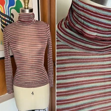 Vtg Missoni Bloomingdale's 70's Space Dye Stripe Rayon Knit Turtleneck Sweater