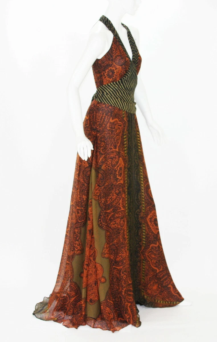 etro long dresses Maxi Flared Dress With See-Through Sleeves