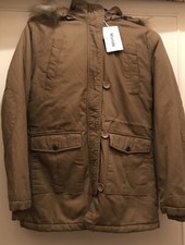 Parka Jacket Beige Hooded Uk Size Small Bnwt