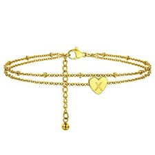 Heart Double Layer Anklets, Women's Jewellery, Gold Plated/316L Stainless Steel