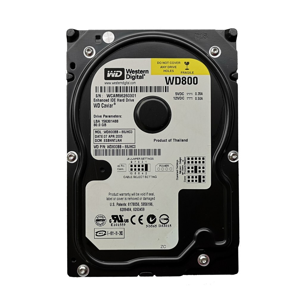 Original Western Digital 80GB WD800BB 7200RPM PATA IDE 3.5