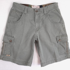 Y2K Levi Strauss Boy Cargo Shorts Size 8 Husky W 28 Ins 9.5" Green 100 Cotton