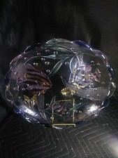 NAUTICAL SEA DESIGN CLEAR GLASS 15 IN SERVING PLATTER SCALLOP EDGE COLOR ACCENTS