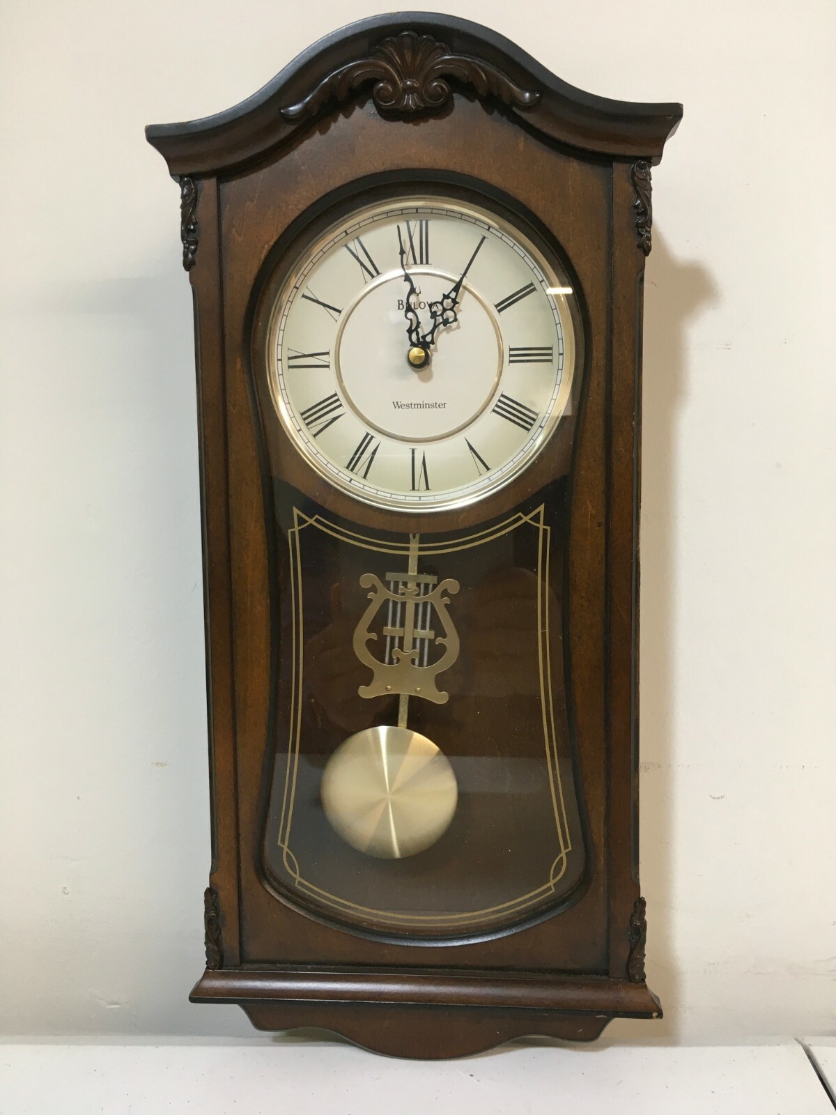 Bulova C3542 Cranbrook Chiming Clock Walnut Finish eBay
