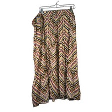 New Women's Sonoma Tiered Maxi Multi Stripe Button down Skirt Size 3X