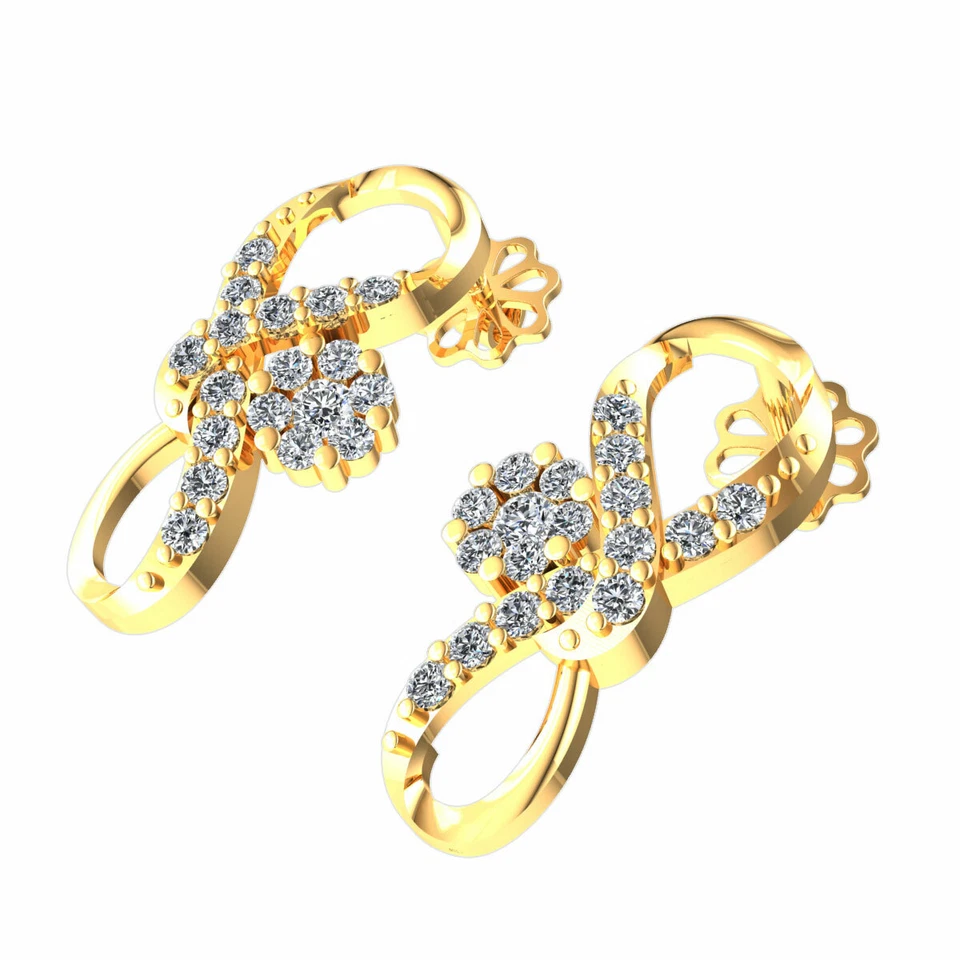 Pendientes racimo infinito de diamantes de corte redondo de 0,33 quilates de oro macizo de 18 quilates para dama Foto 2 de 4