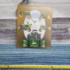 Vintage John Deere wall decor tin sign made in USA tractors 16"x12.5"