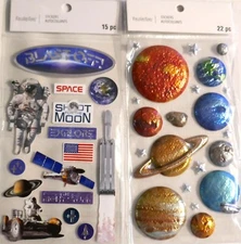 BLAST OFF! 2 PACKS BY JOLEE'S . SHOOT THE MOON AND SOLAR SYSTEM 37 PIECES
