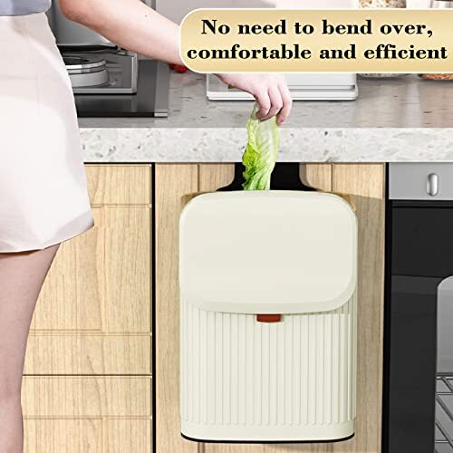 Kitchen Compost Bin Hanging Trash Can with Lid 2.1 Gallon Stainless Steel Tra... - Picture 3 of 9